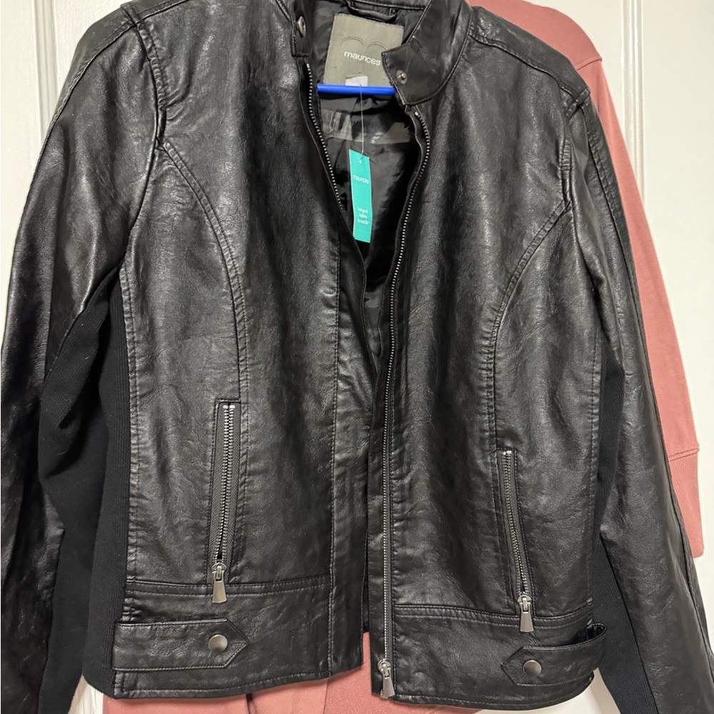 Maurices Black Faux Leather Zip-Front Jacket